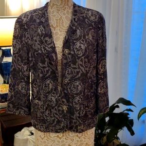 Coldwater Creek black & white lined jacket, 53% linen, size 16